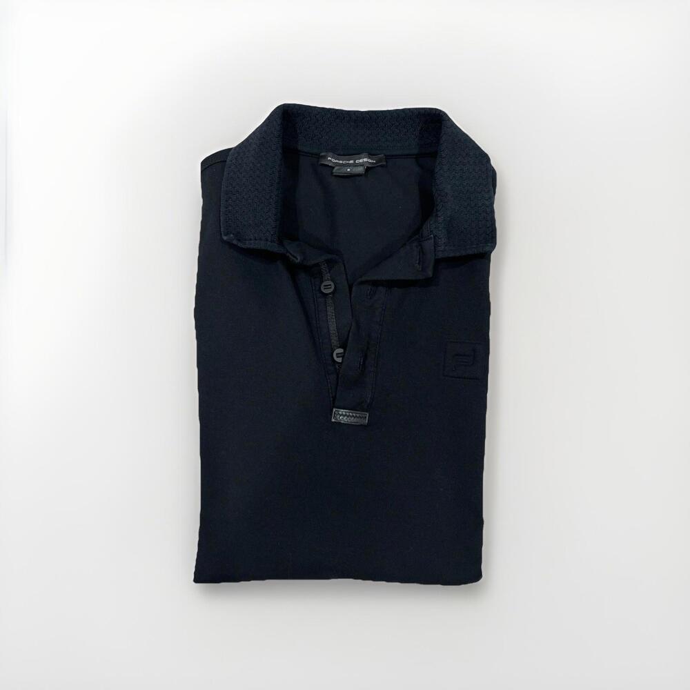PORSCHE DESIGN MENS BLACK POLO SHIRT SIZE SMALL MADE IN PORTUGAL VGC!